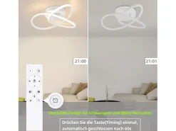 NETTLIFE Lámpara de Techo LED Blanca Regulable 40 CM Moderna con Control Remoto Lámpara de Diseño Geométrico 33 W para Dormitorio Estudio