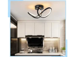 NETTLIFE Lámpara de techo LED moderna para sala de estar, negra, 12 W, interior, 3000 K, blanco cálido, LED integrado permanentemente