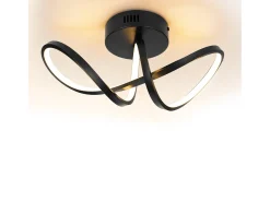 NETTLIFE Lámpara de techo LED moderna para sala de estar, negra, 12 W, interior, 3000 K, blanco cálido, LED integrado permanentemente