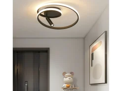 NETTLIFE Lámpara de techo LED regulable: 40 cm, diseño moderno, 37 W, para dormitorio, salón, con foco, color negro