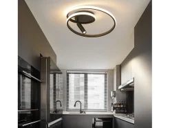 NETTLIFE Lámpara de techo LED regulable: 40 cm, diseño moderno, 37 W, para dormitorio, salón, con foco, color negro