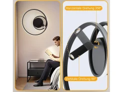 NETTLIFE Lámpara de techo LED regulable: 40 cm, diseño moderno, 37 W, para dormitorio, salón, con foco, color negro