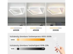 NETTLIFE Lámpara de techo LED 40W Lámparas modernas Sala de estar Dormitorio Regulable con control remoto Lámpara de de diseño blanca para pasillo