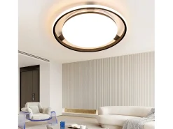 NETTLIFE Lámpara de Techo LED Negra Moderna con Control Remoto, lámpara de Sala de Estar de diseño Redondo con lámpara Regulable para Dormitorio, ,,