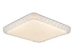 NETTLIFE Lámpara de Techo LED Moderna Cuadrada 30CM Diseño de Cielo Estrellado de Cristal Regulable con Control Remoto Blanco Pequeño para