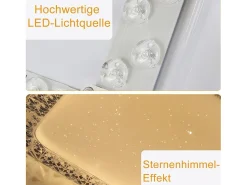 NETTLIFE Lámpara de Techo LED Moderna Cuadrada 30CM Diseño de Cielo Estrellado de Cristal Regulable con Control Remoto Blanco Pequeño para