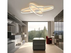 NETTLIFE Lámpara de Techo LED Lámpara Moderna Regulable Lámpara de Dormitorio Blanca con Control Remoto 75W Diseño de Interiores para Estudio