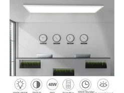 NETTLIFE Lámpara de Techo LED Blanca Panel Regulable 120x30CM con Control Remoto 48W Luz Nocturna Moderna Lámpara de Dormitorio para Sala de Estar
