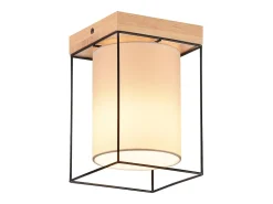 NETTLIFE Lámpara de techo para pasillo, lámpara de techo de madera, 1 bombilla E14, lámpara de pasillo vintage con diseño industrial retro