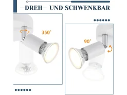 NETTLIFE Lámpara de Techo LED GU10 - 2 Focos de Techo Redondos Modernos de 350° para Cocinas Pasillo Dormitorio Sala de Estar - Sin Bombilla blanca