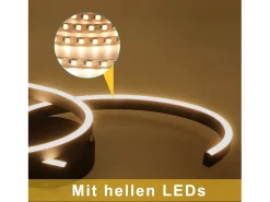 NETTLIFE Lámpara de Techo LED Moderna 60 cm Negro 24 W Blanco Cálido Lámpara de Salón para Dormitorio Cocina Pasillo Comedor