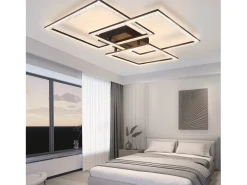 NETTLIFE Lámpara de Techo LED Negra Lámpara de 75 CM Lámpara de Interior de Diseño de Cristal Moderno Regulable con Control Remoto para Dormitorio