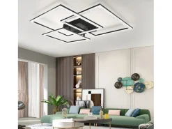 NETTLIFE Lámpara de Techo LED Negra Lámpara de 75 CM Lámpara de Interior de Diseño de Cristal Moderno Regulable con Control Remoto para Dormitorio
