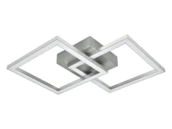NETTLIFE Lámpara de techo LED cuadrada plateada moderna para dormitorio, 24 W, metal, 3000 K, blanco cálido para pasillo