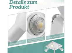NETTLIFE Lámpara de techo LED 4 focos cuadrados de techo blanco foco de pared ajustable GU10 interior metal