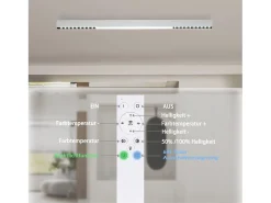 NETTLIFE Lámpara de Techo LED Blanca 32W Lámpara de Regulable Moderna con Control Remoto Lámpara de Escritorio Larga 107CM para Dormitorio de