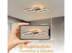 NETTLIFE Lámpara de techo LED , 48 W, regulable, lámpara de ,lámpara de diseño moderno, color negro, con mando a distancia, lámpara de para dormitorio