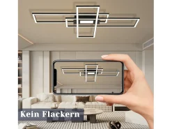 NETTLIFE Lámpara de Techo LED Lámpara de Sala de Estar Negra Lámpara Regulable Moderna con Control Remoto 50 W Dormitorio Grande para Cocina