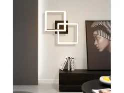 NETTLIFE Lámpara de Techo LED 24W Negro Diseño Moderno Cuadrado Blanco Cálido para Salón Dormitorio Cocina Pasillo