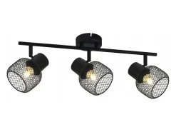 NETTLIFE Lámpara de Techo 3 Puntos Máx.25W E27 Bombillas de Metal de Techo Negras Vintage Giratoria 330° Interior para Dormitorio Infantil