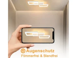 NETTLIFE Lámpara de Techo LED 48W Lámpara de Salón Regulable con Control Remoto Diseño Moderno Dormitorio Blanco para Cocina Pasillo Oficina