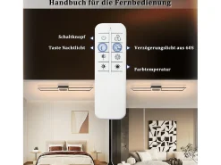 NETTLIFE Lámpara de techo LED 2 negra de 102 cm, moderna, regulable, con mando a distancia, 36 W