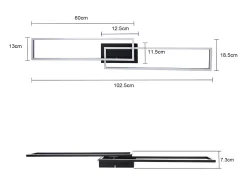 NETTLIFE Lámpara de techo LED 2 negra de 102 cm, moderna, regulable, con mando a distancia, 36 W