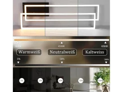 NETTLIFE Lámpara de techo LED 2 negra de 102 cm, moderna, regulable, con mando a distancia, 36 W