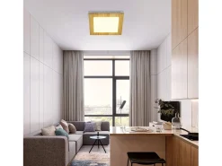 NETTLIFE Lámpara de Techo LED Salón Plano Madera Dormitorio Panel Interior 3000 K Blanco Cálido 30 cm 17 W para Cocina Escalera Balcón