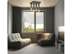 NETTLIFE Lámpara de Techo Vintage E14 Lámpara Industrial Lámpara de Dormitorio Gris con 4 Focos de Metal para Sala de Estar Cocina Pasillo Bar