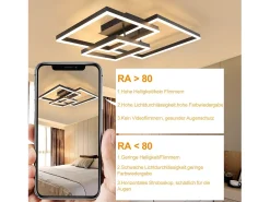 NETTLIFE Lámpara de Techo LED Lámpara de Sala de Estar Regulable Negra con Control Remoto 84W Lámpara de Dormitorio Moderna para Cocina Oficina