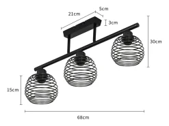 NETTLIFE Lámpara de Techo Retro Vintage 25W E27 Lámpara Industrial Lámpara de Diseño Negra para Sala de Estar Dormitorio Sala de Estudio Mesa de