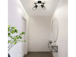 NETTLIFE Lámpara de techo 2 focos industriales de metal negro orientable 330°E27 LED para salón dormitorio puerta de entrada sin bombilla