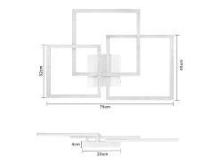NETTLIFE, lámpara de techo LED para salón negro de 75 cm, regulable, moderna, de cristal, lámpara para habitación, diseño de lámpara interior con...