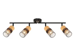 NETTLIFE Lámpara de techo de madera E14 Lámpara de techo ajustable 350° Aplique de pared vintage Ajustable Sin bombilla