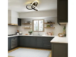 NETTLIFE Lámpara de techo LED Blanco Caliente - 17W, Lámpara Negra, Lámpara de Cocina Moderna Pequeña 3000K para Habitación de Niños, Salón
