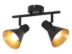 NETTLIFE Lámpara de Techo de Cocina Negra de 2 Focos 2 Bombillas E14 Vintage Giratoria 330° Industrial Retro Metal para Entrada de Oficina