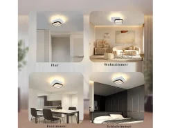 NETTLIFE Lámpara de Techo LED 3000K 24,5cm 22W Lámpara de Pasillo Lámpara de Cocina de Diseño Moderno Negro para Dormitorio Sala de Estar