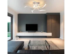 NETTLIFE Lámpara de Techo LED Blanca Moderna Regulable 65 CM Diseño de Forma de Onda Lámpara de Dormitorio 48 W para Sala de Estar Oficina Pasillo