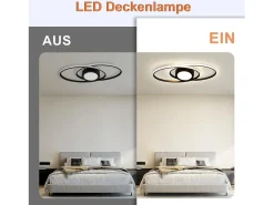 NETTLIFE Lámpara de Techo LED Negro 3000K-6500K Regulable 48W Habitación Infantil Salón con Mando a Distancia Moderna para Dormitorio Cocina Balcón