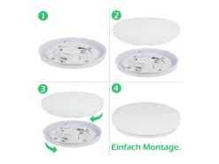 NETTLIFE Lámpara de Techo LED 21 cm 15 W Lámpara de de Dormitorio Blanco Neutro Redondo Decoración de Estrellas para Habitación Infantil