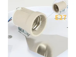 NETTLIFE Lámpara de Techo Redonda 1 Bombilla E27 30CM Lámpara Gris Moderna para Dormitorio con Pantalla de Tela Lámpara de para Sala de Estar