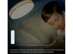 NETTLIFE Lámpara de Techo LED 38 CM Regulable con Control Remoto Lámpara de Techo de Tela Moderna Redonda Blanca para Sala de Estar Dormitorio Pasillo