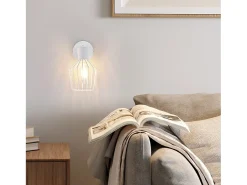 NETTLIFE Lámpara de techo E14 - Metal, lámpara industrial para corredor giratoria con giro de 350°, lámpara para pared para corredor y salón, blanca.
