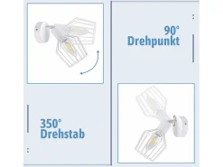 NETTLIFE Lámpara de techo E14 - Metal, lámpara industrial para corredor giratoria con giro de 350°, lámpara para pared para corredor y salón, blanca.