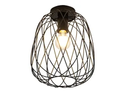NETTLIFE Lámpara de techo negra vintage industrial retro para pasillo E27, 1 bombilla, redonda, de metal