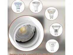NETTLIFE Lámpara de techo moderna con 5 focos: focos blancos GU10 orientables 355°, interior de metal para cocina, salón, dormitorio, sin bombilla