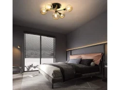 NETTLIFE Lámpara de Techo LED Sala de Estar Dormitorio con 5 Bombillas G9 Bolas de Vidrio Luz de Sala de Estar Dormitorio Lámpara de araña Interior
