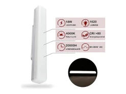 NETTLIFE Lámpara de techo LED para, larga, 40 cm, luz diurna, 18 W, luz de techo blanca neutra, para sótano, pasillo, oficina, garaje, dormitorio