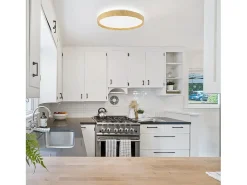 NETTLIFE Lámpara de Techo LED - Lámpara de Aspecto de Madera Ø40cm Lámpara de Techo Lámpara de Dormitorio Regulable 43W con Control Remoto